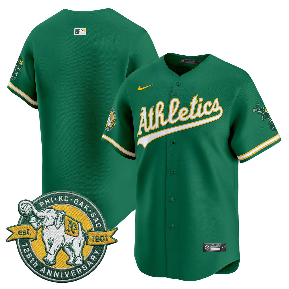 Men's Oakland Athletics 125th Anniversary Patch Vapor Premier Limited Jersey - All Stitched