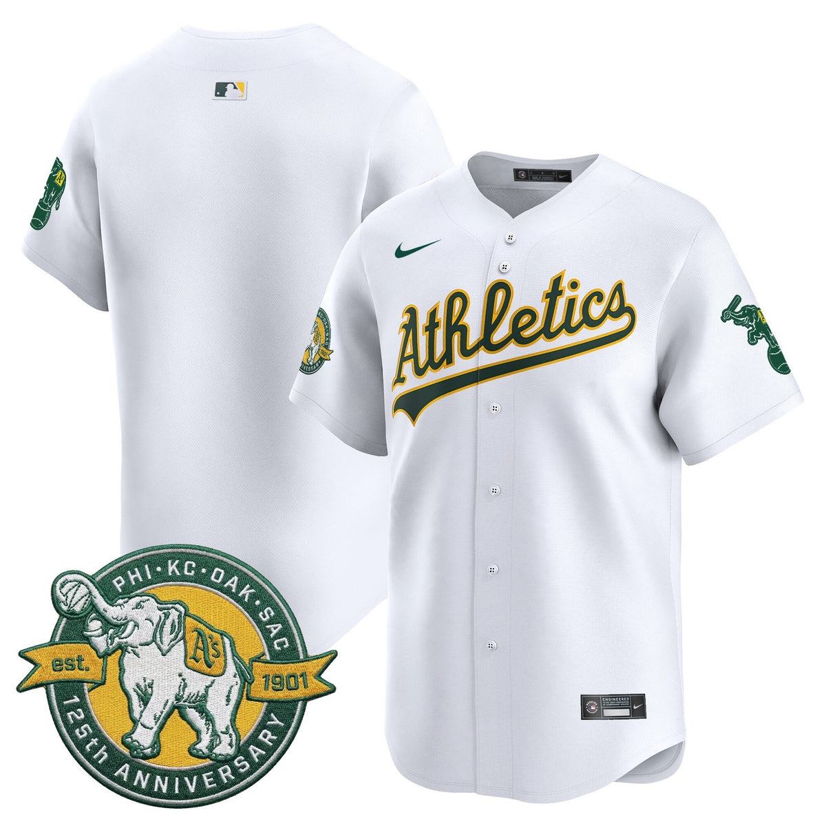 Men's Oakland Athletics 125th Anniversary Patch Vapor Premier Limited Jersey - All Stitched