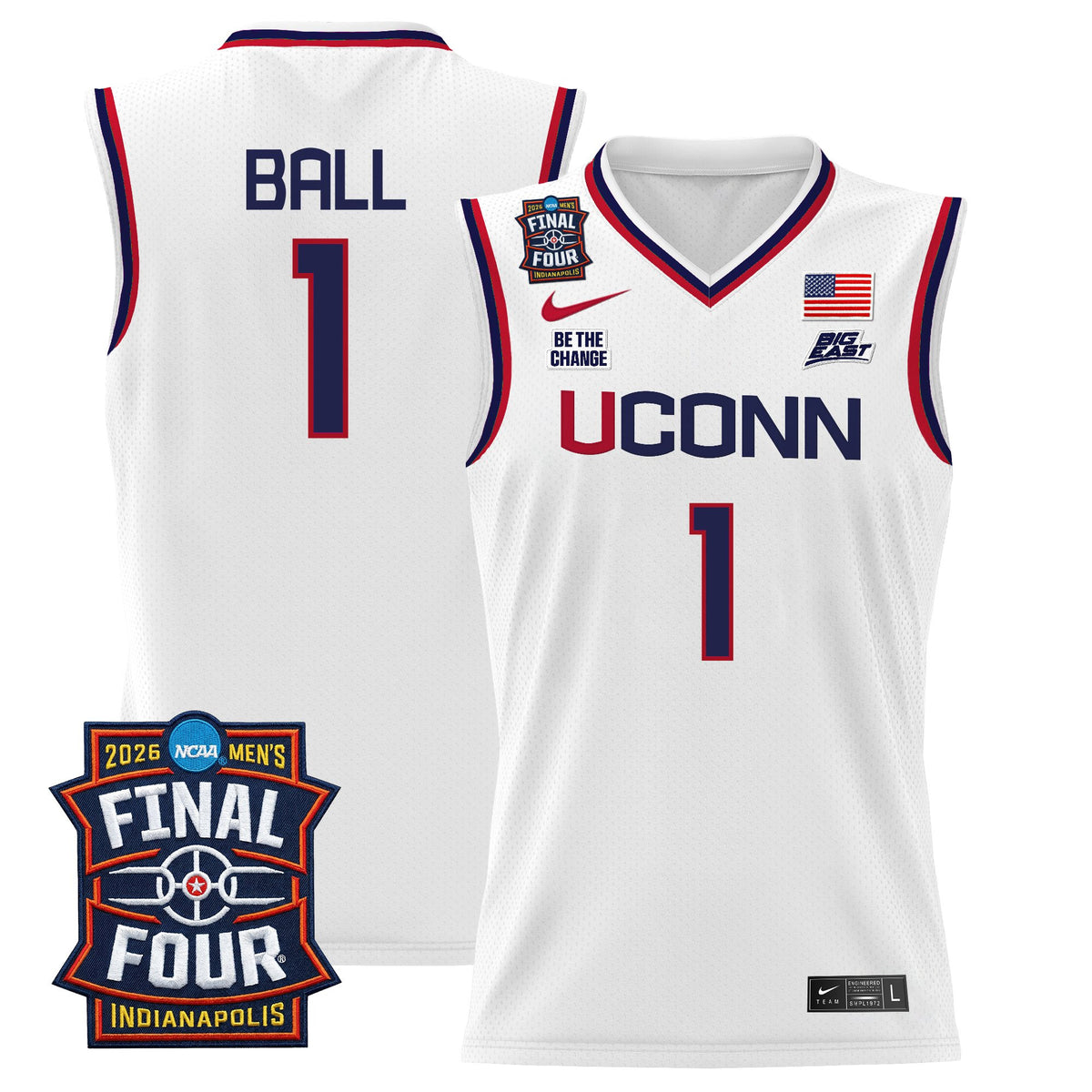 Men's UConn Huskies 2026 Final Four Patch Basketball Jersey - All Stitched