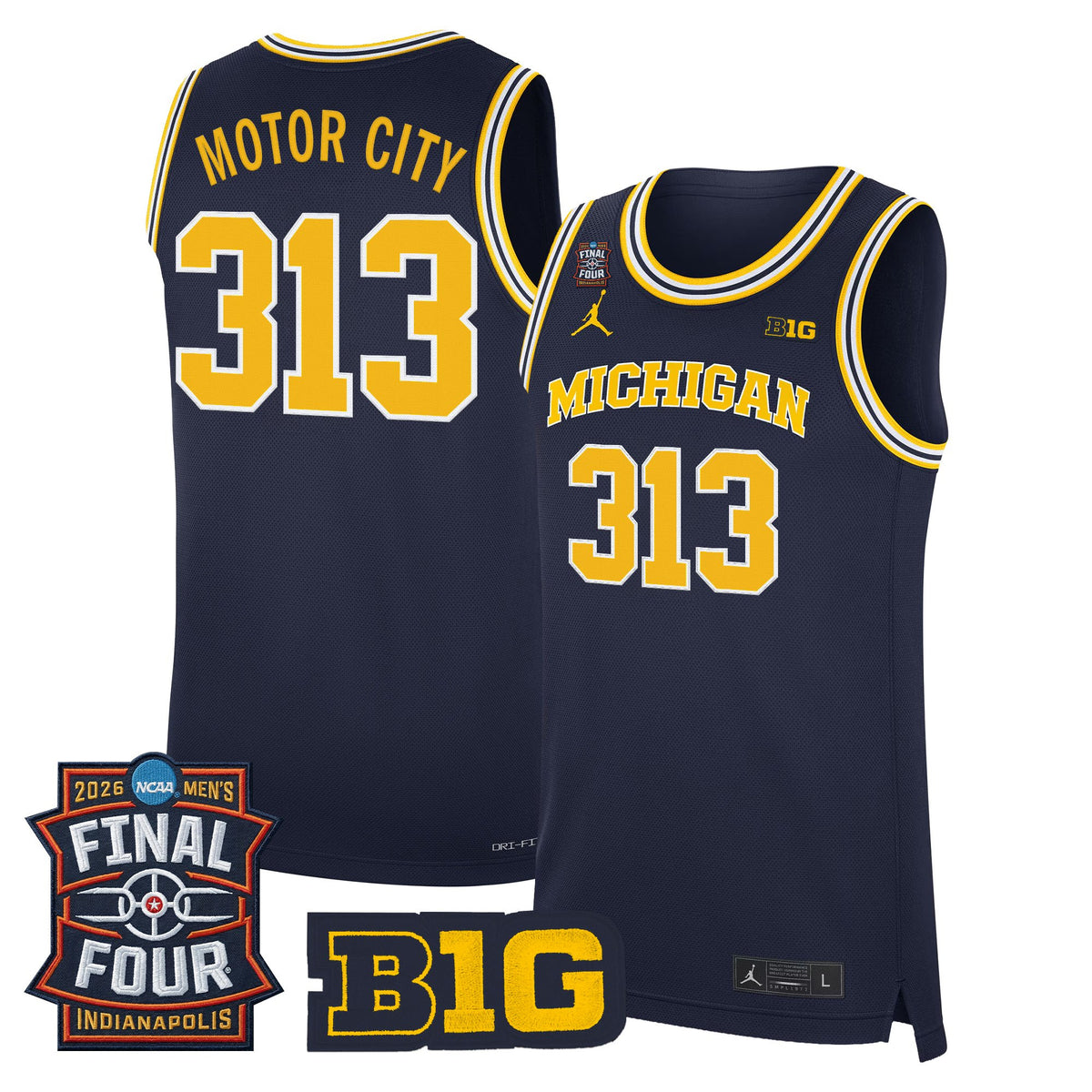 Men's Michigan Wolverines 2026 Final Four Patch Basketball Jersey - All Stitched