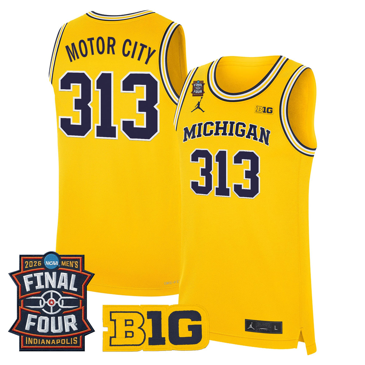 Men's Michigan Wolverines 2026 Final Four Patch Basketball Jersey - All Stitched