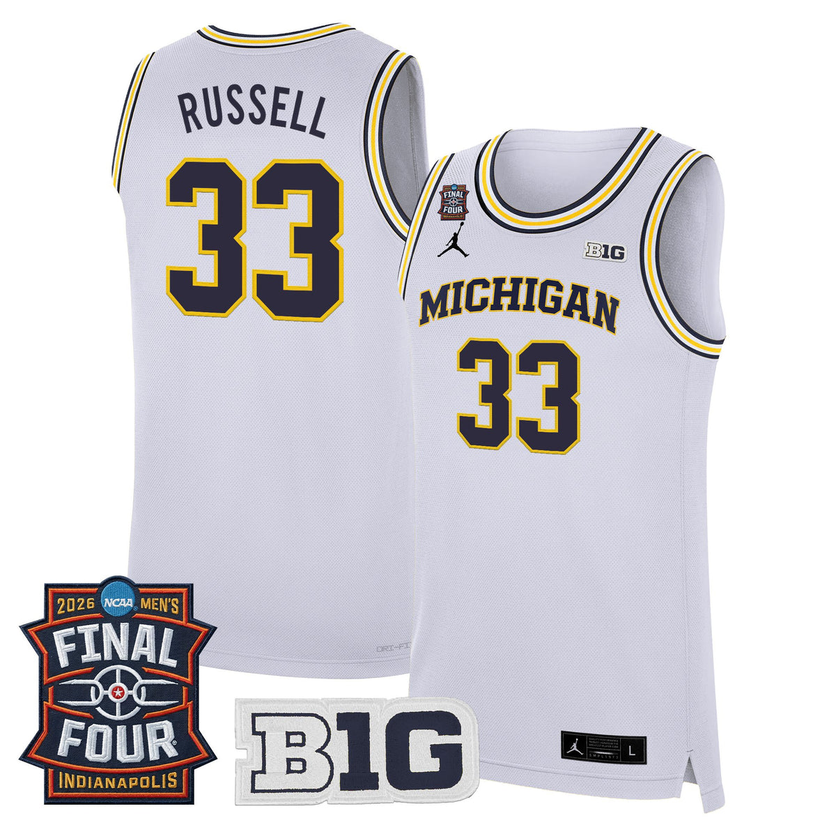 Men's Michigan Wolverines 2026 Final Four Patch Basketball Jersey - All Stitched