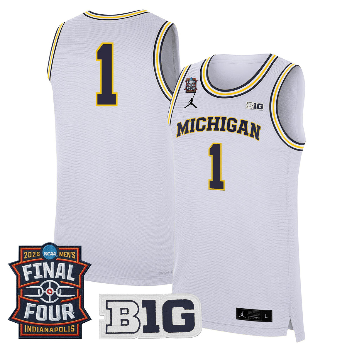 Men's Michigan Wolverines 2026 Final Four Patch Basketball Jersey - All Stitched