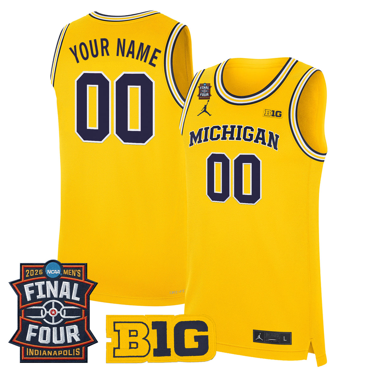 Michigan Wolverines 2026 Final Four Patch Custom Basketball Jersey - All Stitched