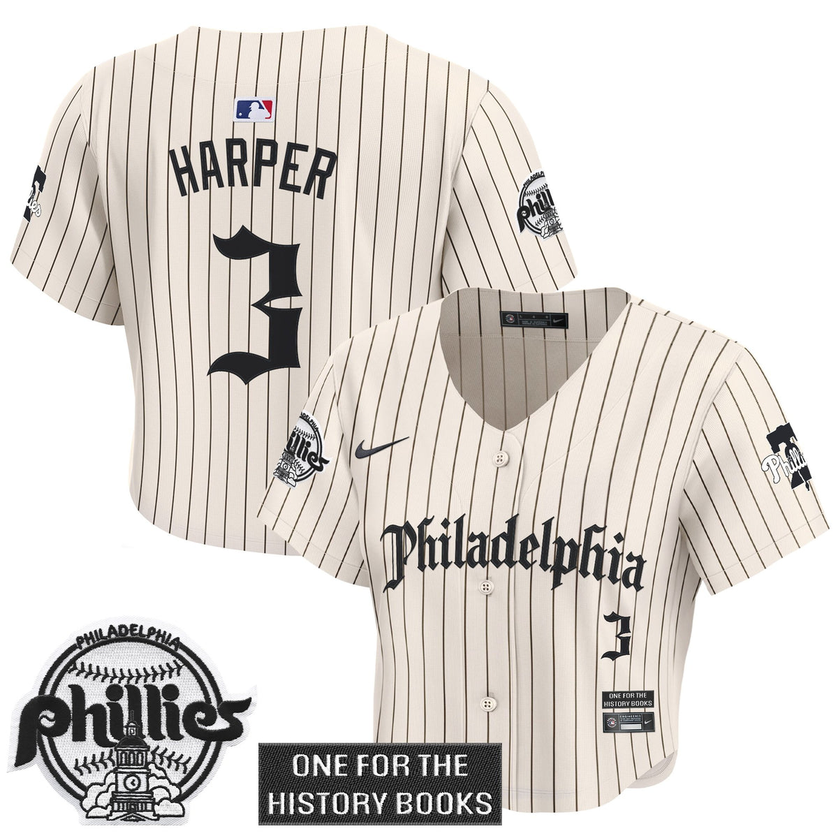 Women's Phillies 'Retro Newspaper Edition' Crop Top Baseball Jersey - All Stitched