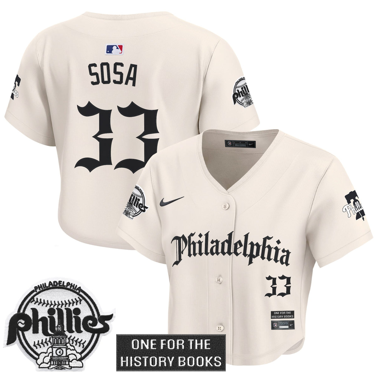 Women's Phillies 'Retro Newspaper Edition' Crop Top Baseball Jersey - All Stitched
