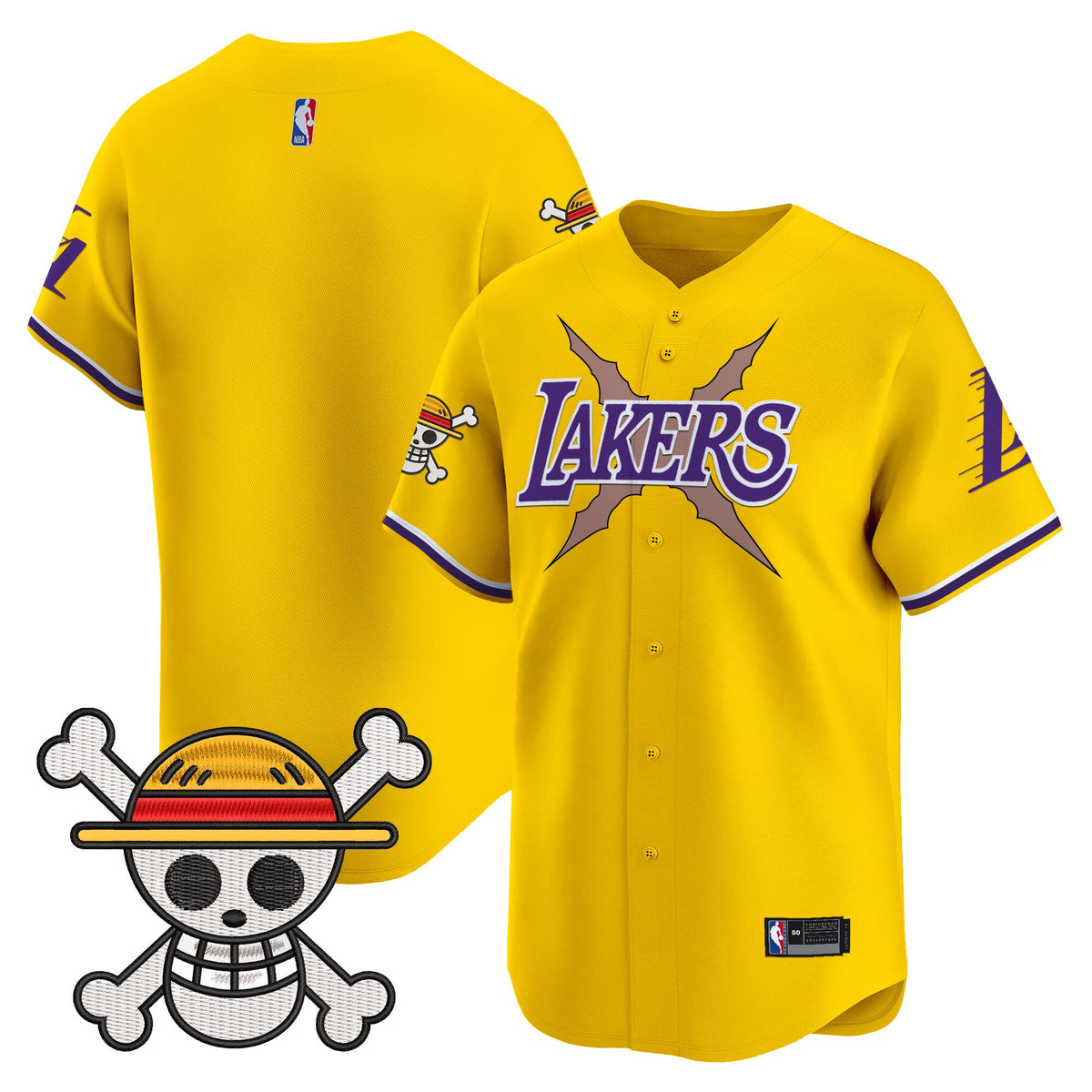 Men's Los Angeles Lakers x One Piece Vapor Baseball Jersey - Stitched