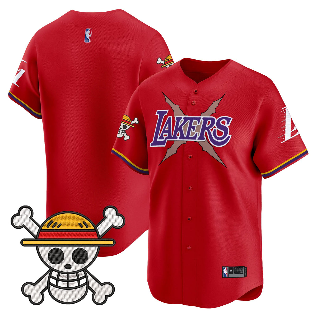 Men's Los Angeles Lakers x One Piece Vapor Baseball Jersey - Stitched