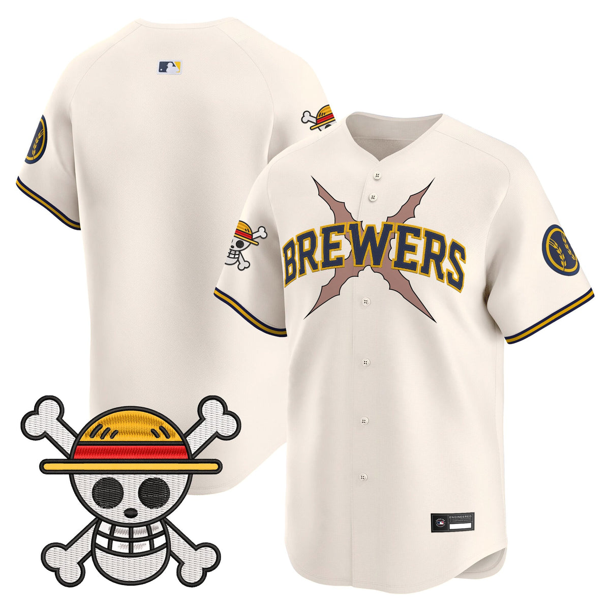 Men's Milwaukee Brewers x One Piece Vapor Premier Limited Jersey - Stitched