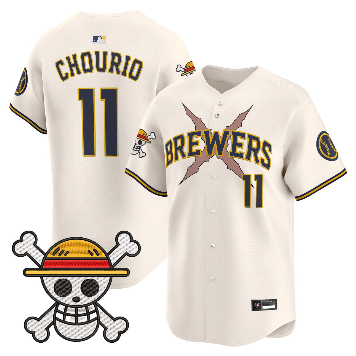 Men's Milwaukee Brewers x One Piece Vapor Premier Limited Jersey - Stitched