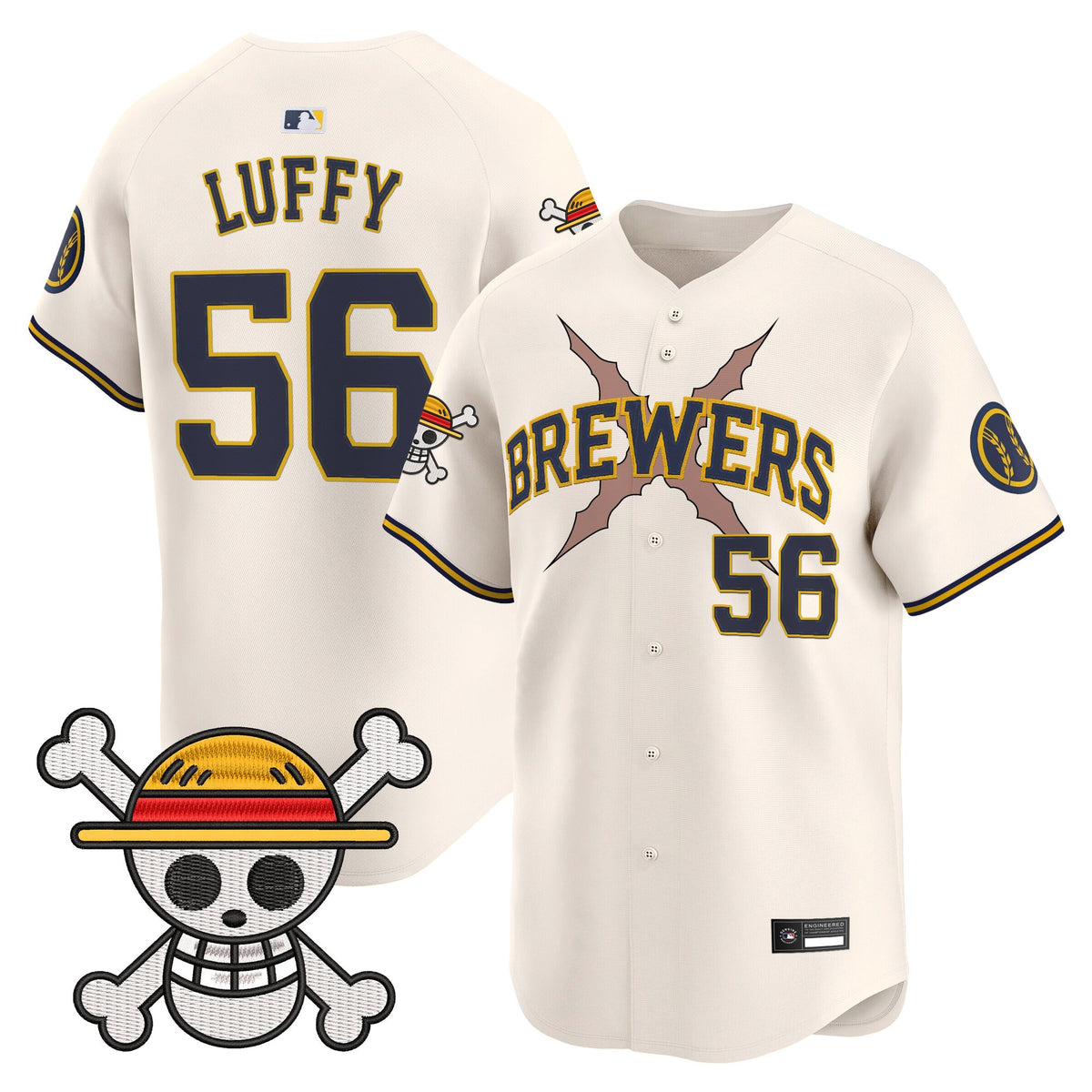 Men's Milwaukee Brewers x One Piece Vapor Premier Limited Jersey - Stitched