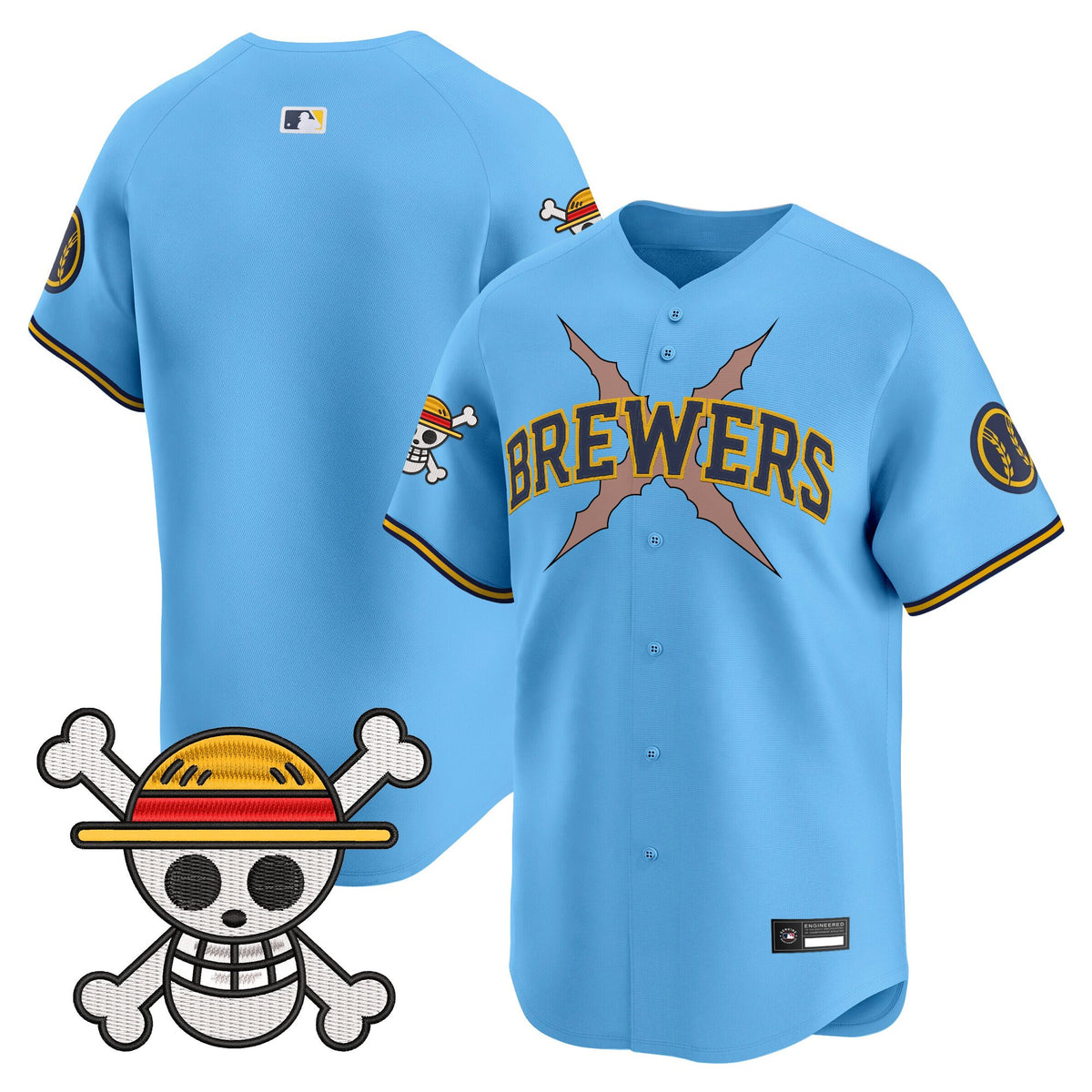 Men's Milwaukee Brewers x One Piece Vapor Premier Limited Jersey - Stitched