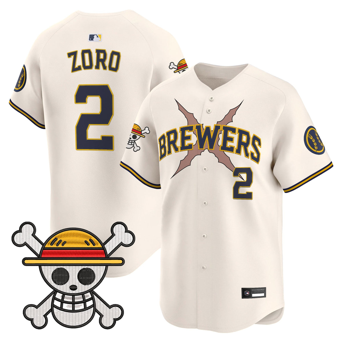 Men's Milwaukee Brewers x One Piece Vapor Premier Limited Jersey - Stitched