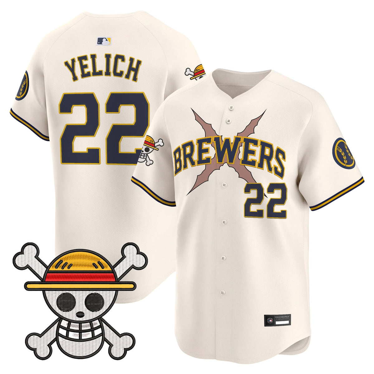 Men's Milwaukee Brewers x One Piece Vapor Premier Limited Jersey - Stitched