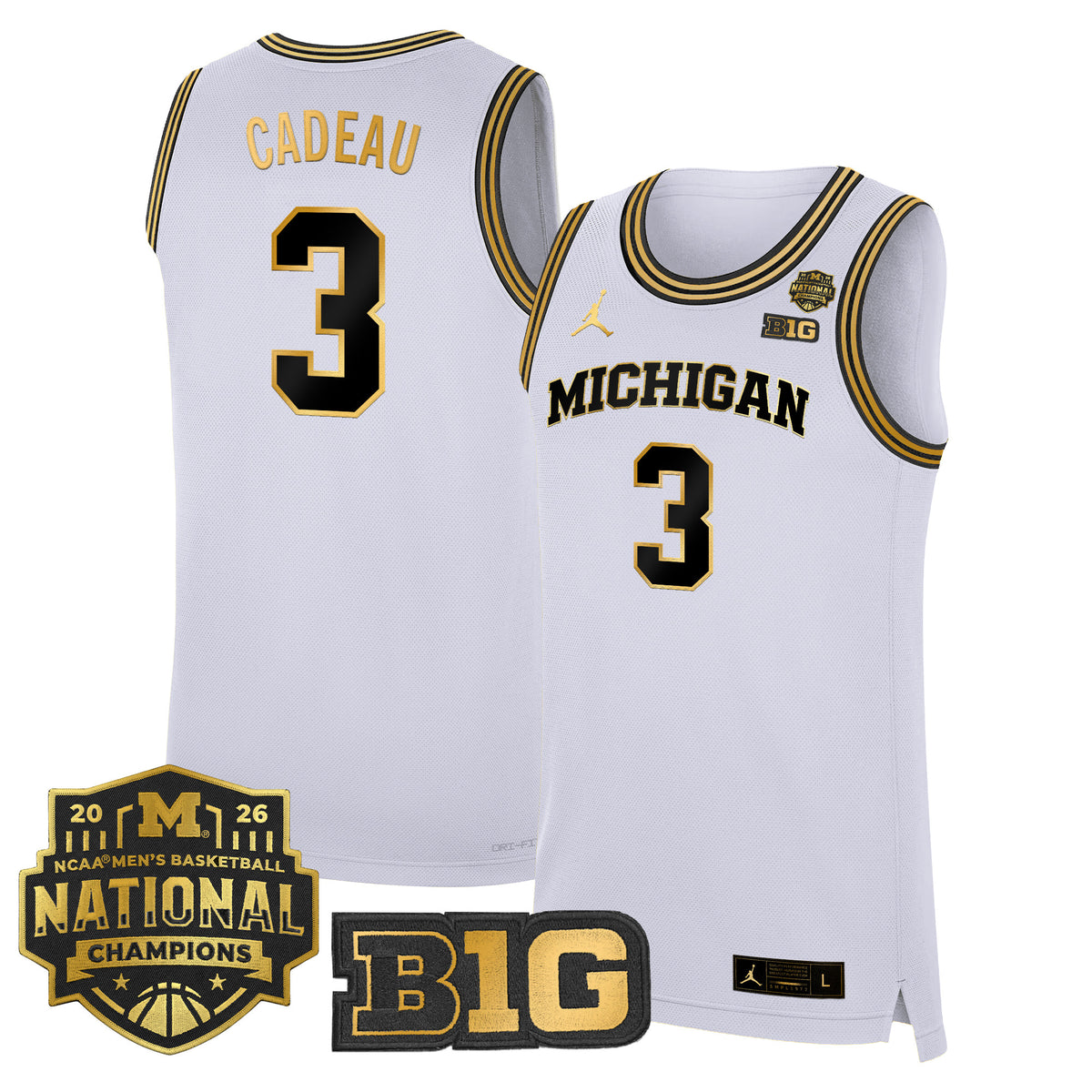 Men's Michigan Wolverines 2026 National Champions Patch Basketball Jersey - All Stitched