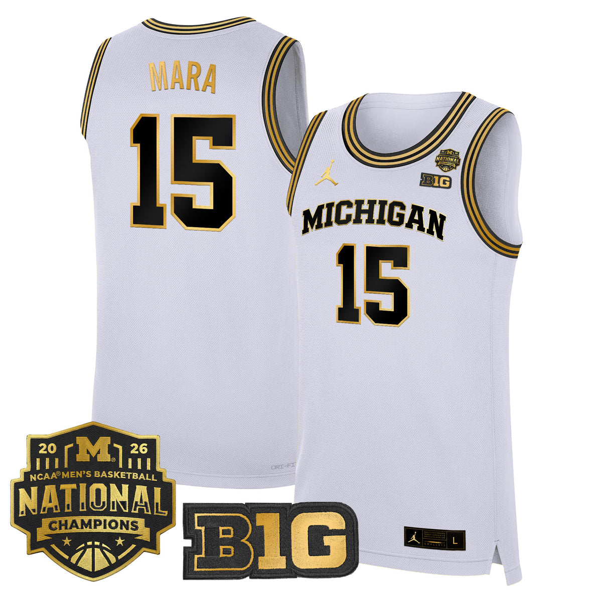 Men's Michigan Wolverines 2026 National Champions Patch Basketball Jersey - All Stitched