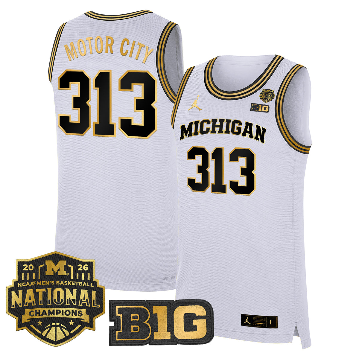 Men's Michigan Wolverines 2026 National Champions Patch Basketball Jersey - All Stitched