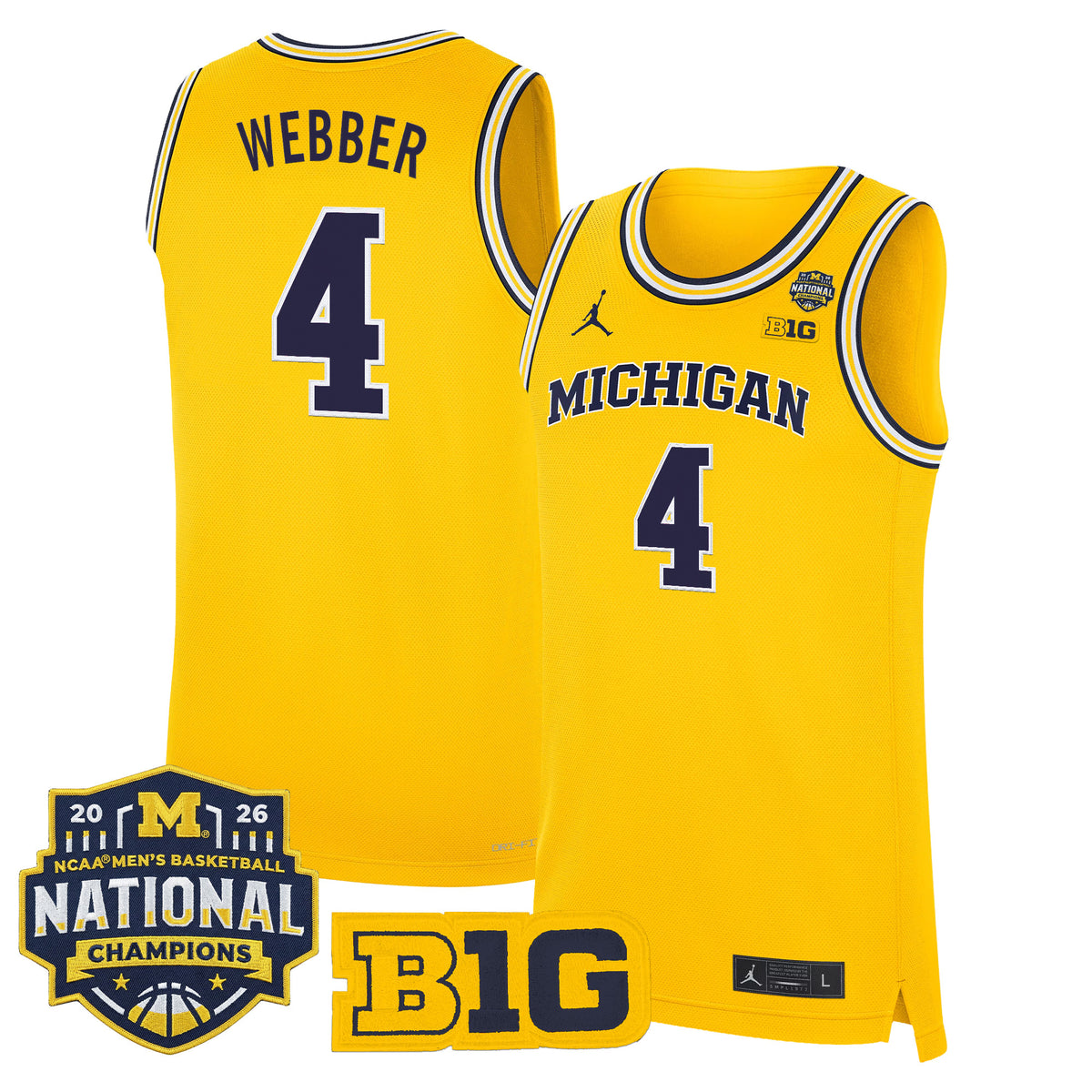 Men's Michigan Wolverines 2026 National Champions Patch Basketball Jersey - All Stitched