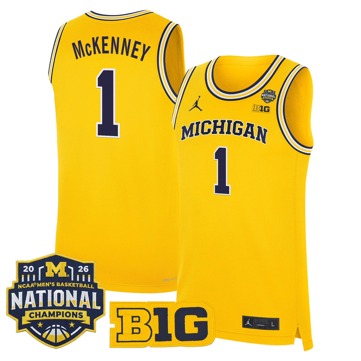 Men's Michigan Wolverines 2026 National Champions Patch Basketball Jersey - All Stitched