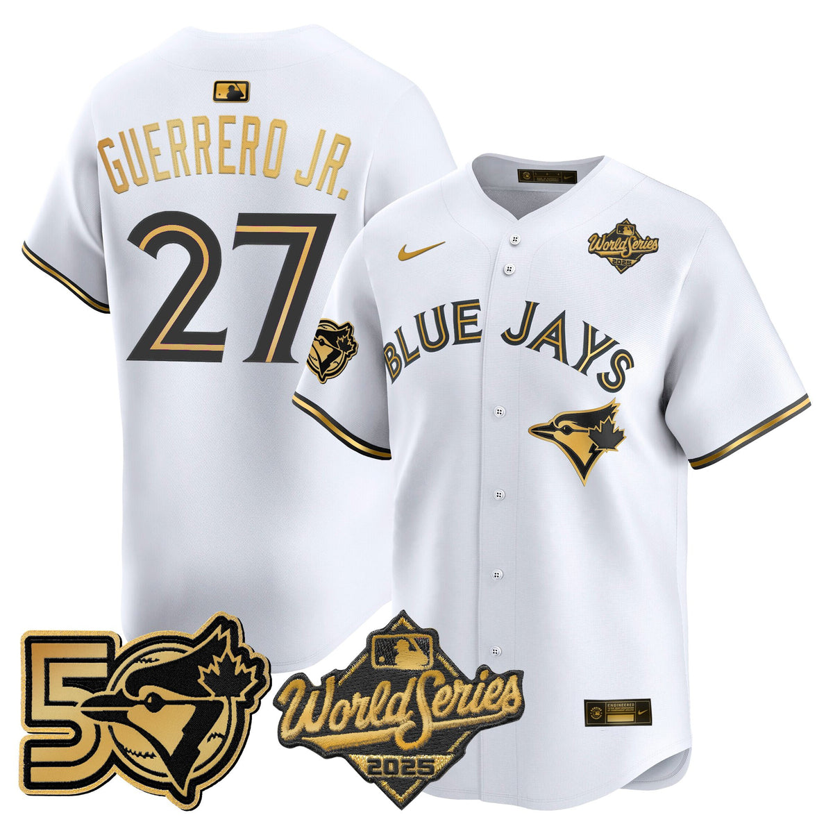Men's Toronto Blue Jays 2025 World Series Vapor Premier Limited Jersey - 50 Seasons Patch - All Stitched