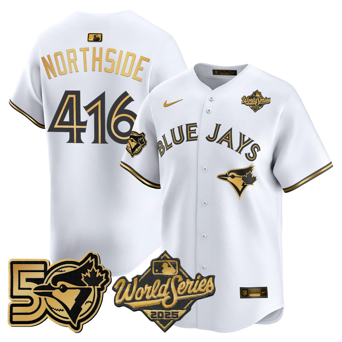 Men's Toronto Blue Jays 2025 World Series Vapor Premier Limited Jersey - 50 Seasons Patch - All Stitched