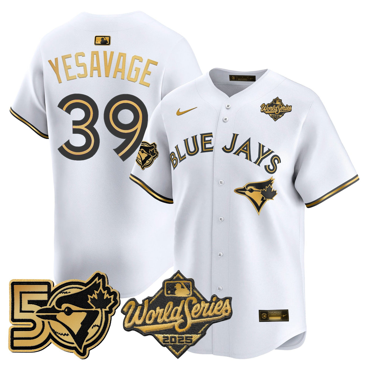 Men's Toronto Blue Jays 2025 World Series Vapor Premier Limited Jersey - 50 Seasons Patch - All Stitched