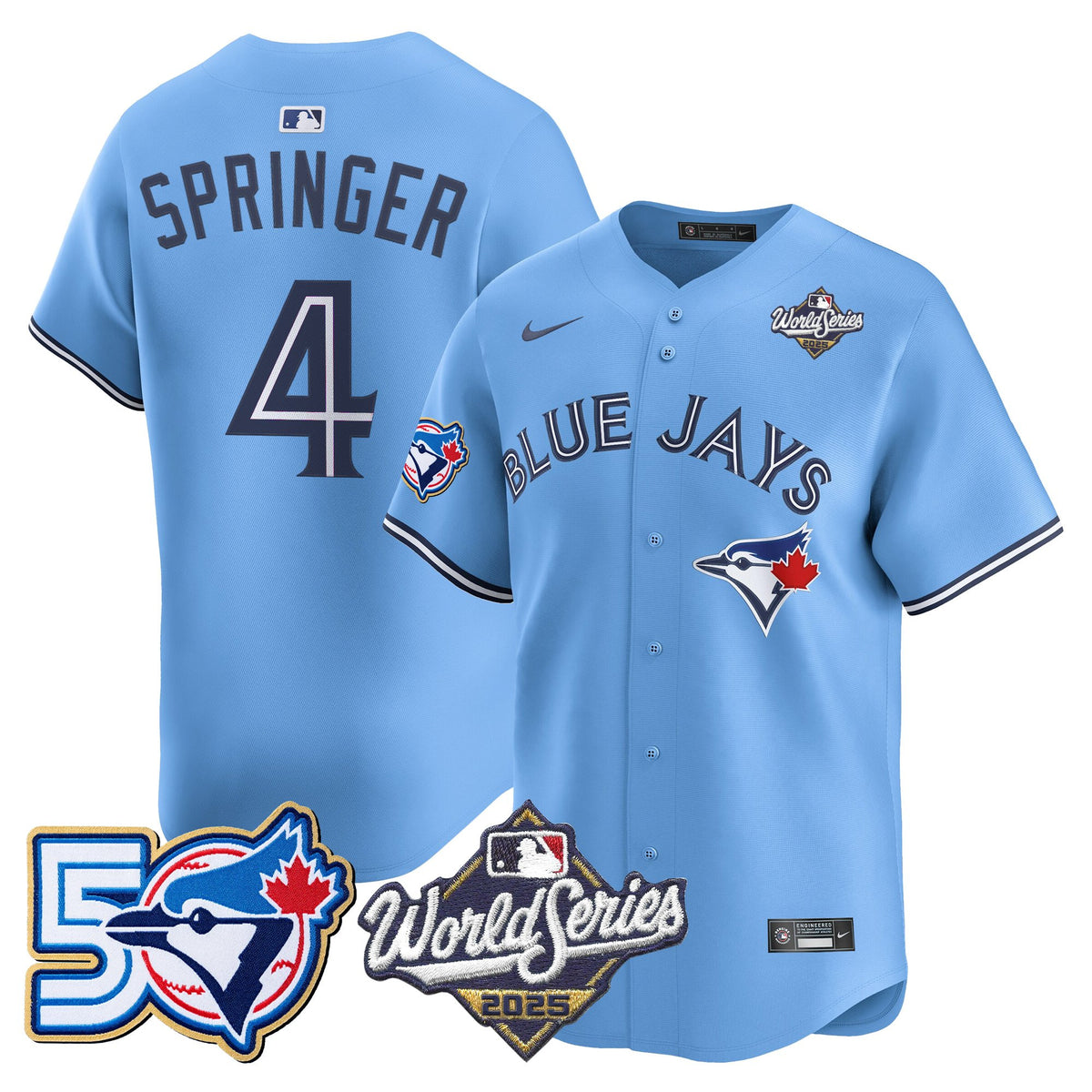 Men's Toronto Blue Jays 2025 World Series Vapor Premier Limited Jersey - 50 Seasons Patch - All Stitched