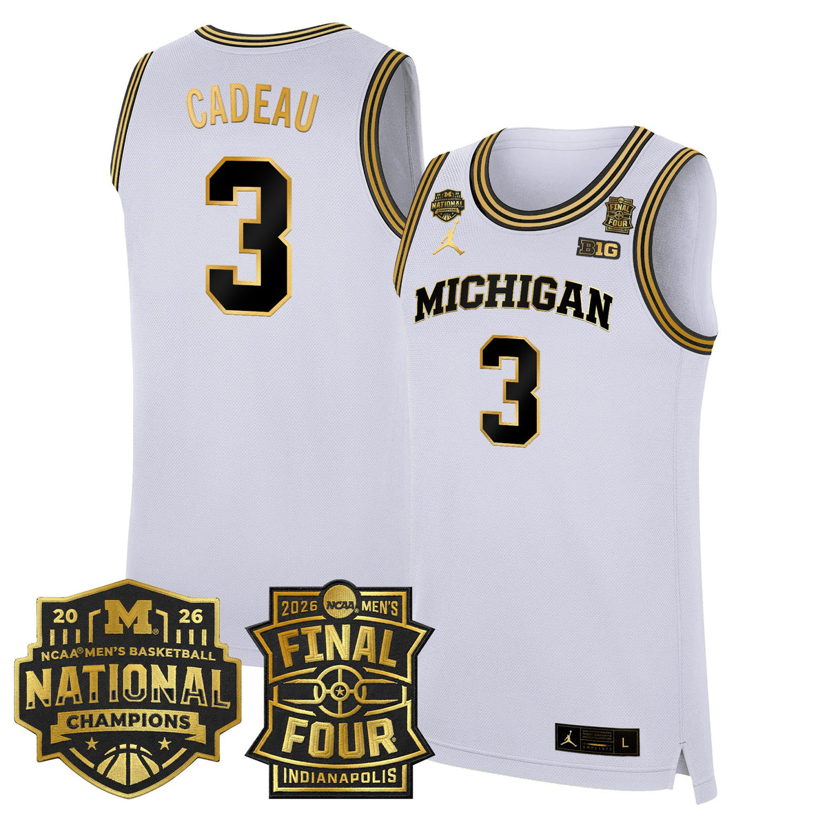 Men's Michigan Wolverines 2026 Final Four & National Champions Patch Basketball Jersey - All Stitched