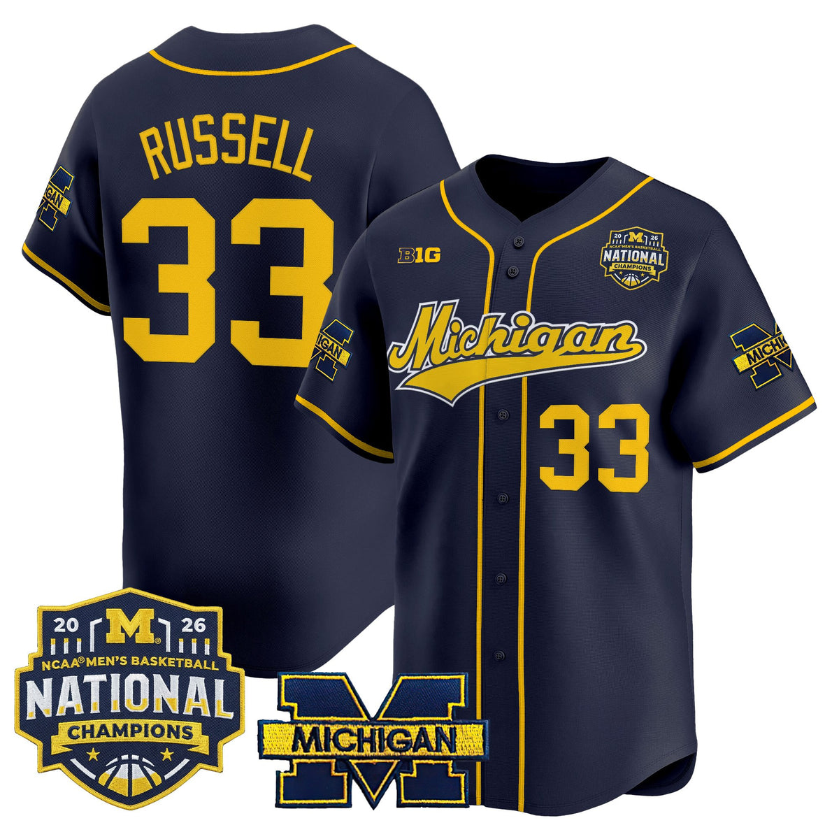 Men's Michigan Wolverines 2026 National Champions Patch Vapor Baseball Jersey - All Stitched