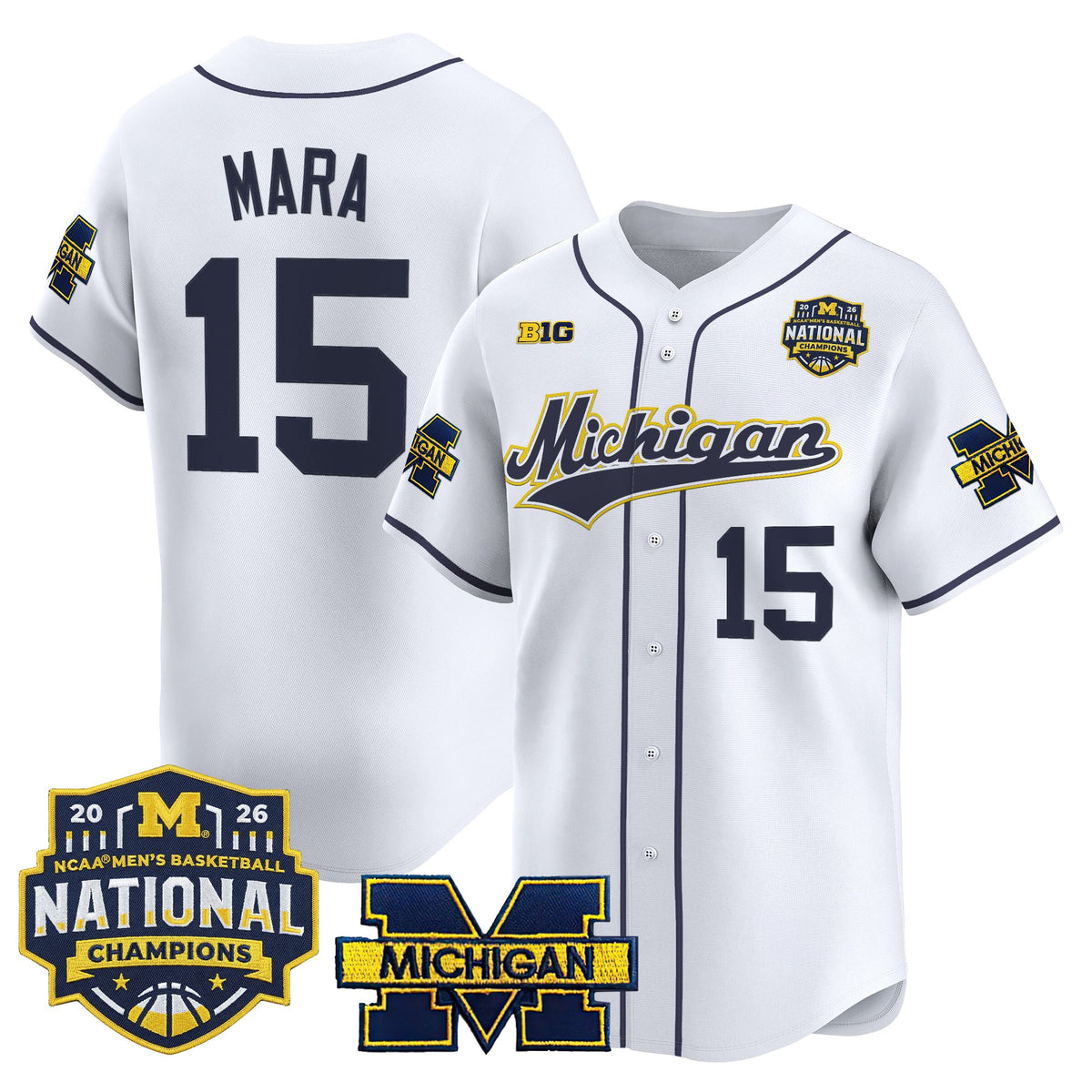 Men's Michigan Wolverines 2026 National Champions Patch Vapor Baseball Jersey - All Stitched