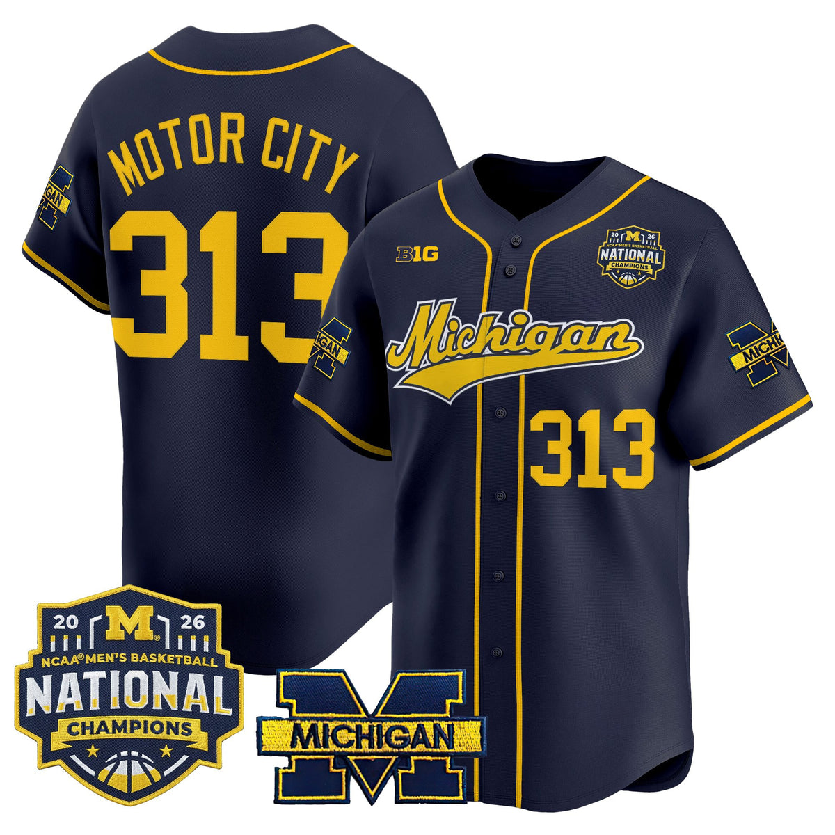 Men's Michigan Wolverines 2026 National Champions Patch Vapor Baseball Jersey - All Stitched