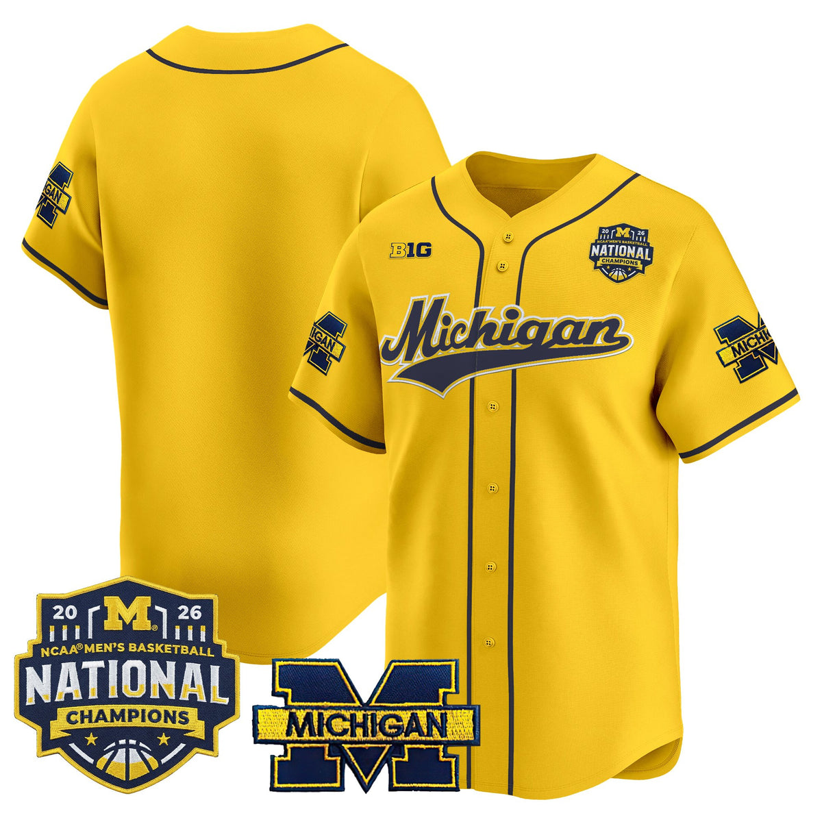 Men's Michigan Wolverines 2026 National Champions Patch Vapor Baseball Jersey - All Stitched