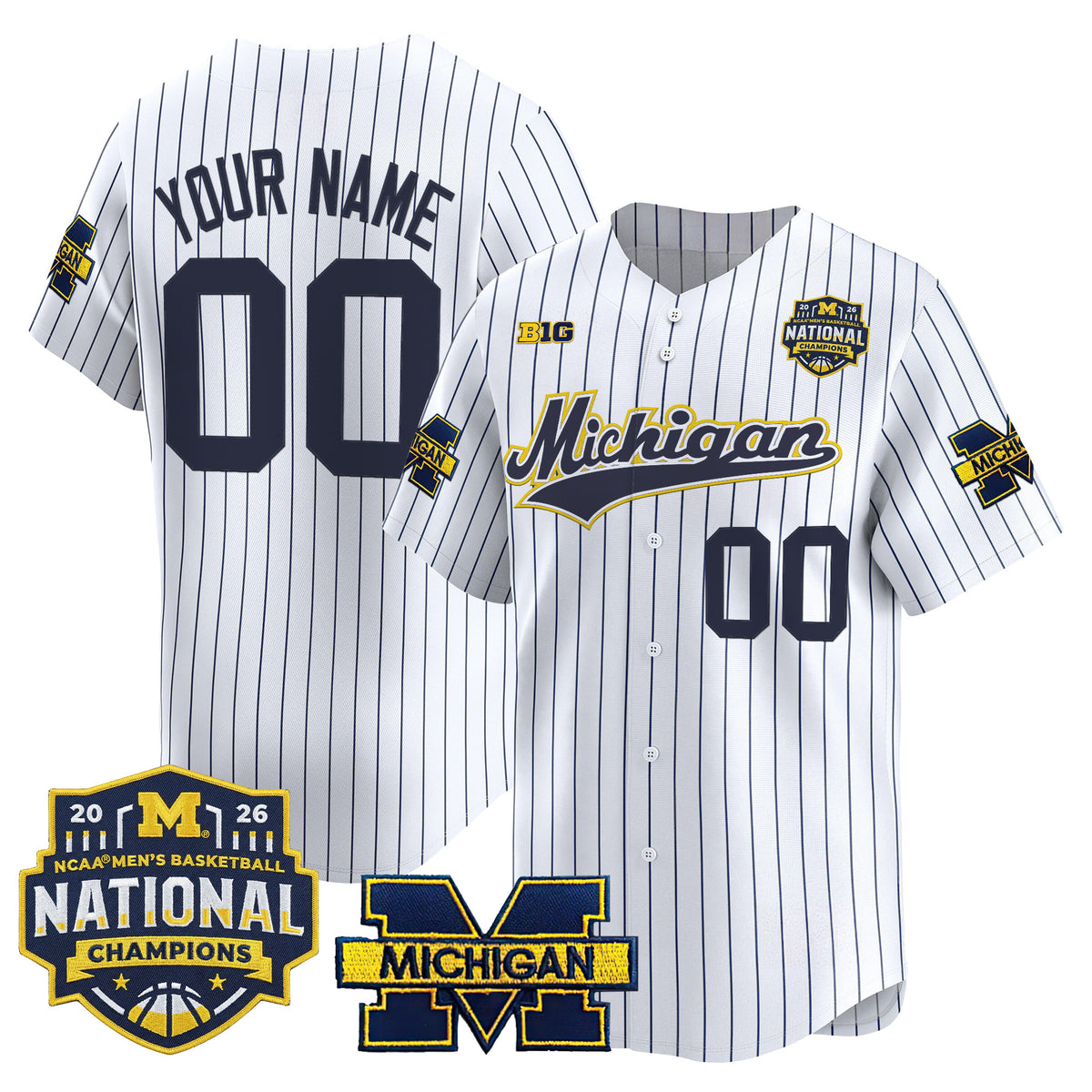 Michigan Wolverines 2026 National Champions Patch Vapor Custom Baseball Jersey - All Stitched