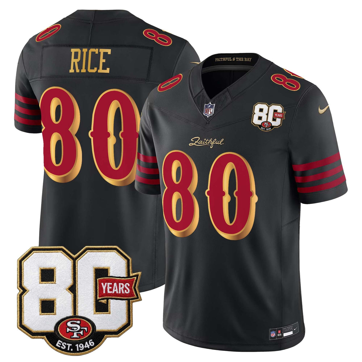 Men's San Francisco 49ers 80th Anniversary Patch Vapor Limited Jersey - Rivalries Edition - All Stitched