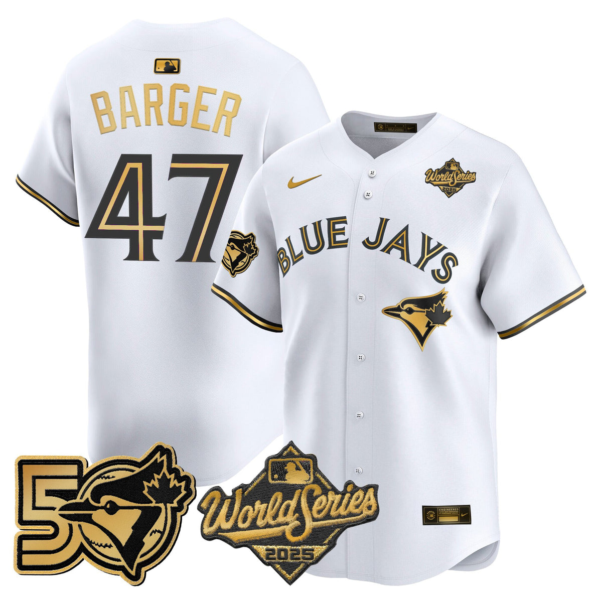 Men's Toronto Blue Jays 2025 World Series Vapor Premier Limited Jersey - 50 Seasons Patch - All Stitched