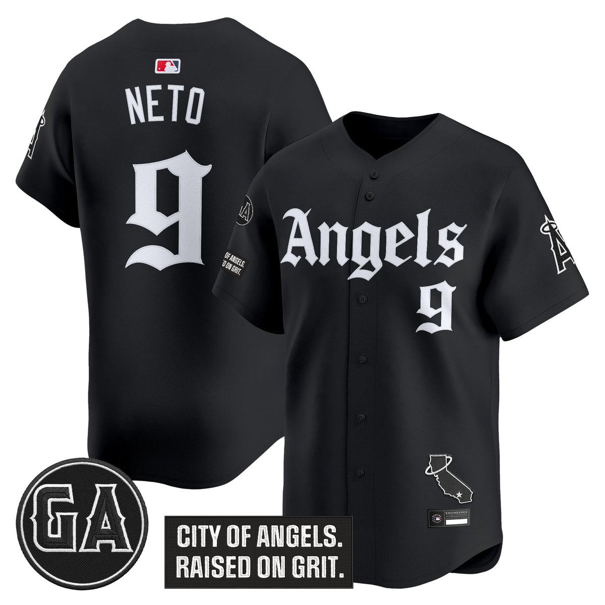 Men's Los Angeles Angels 'Garret Anderson Tribute Patch' Vapor Premier Limited Jersey - Gothic Edition - All Stitched