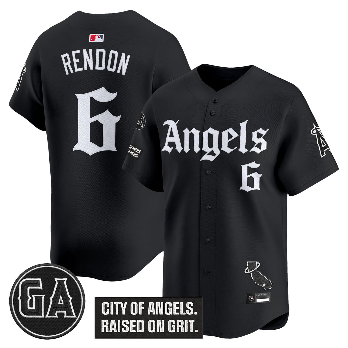 Men's Los Angeles Angels 'Garret Anderson Tribute Patch' Vapor Premier Limited Jersey - Gothic Edition - All Stitched