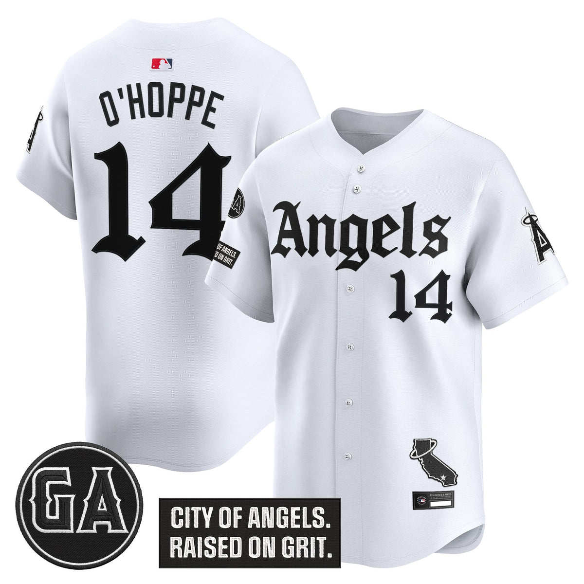 Men's Los Angeles Angels 'Garret Anderson Tribute Patch' Vapor Premier Limited Jersey - Gothic Edition - All Stitched