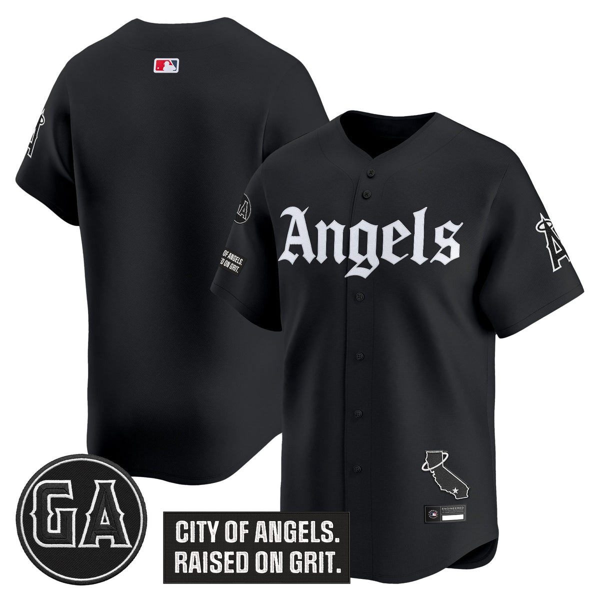 Men's Los Angeles Angels 'Garret Anderson Tribute Patch' Vapor Premier Limited Jersey - Gothic Edition - All Stitched