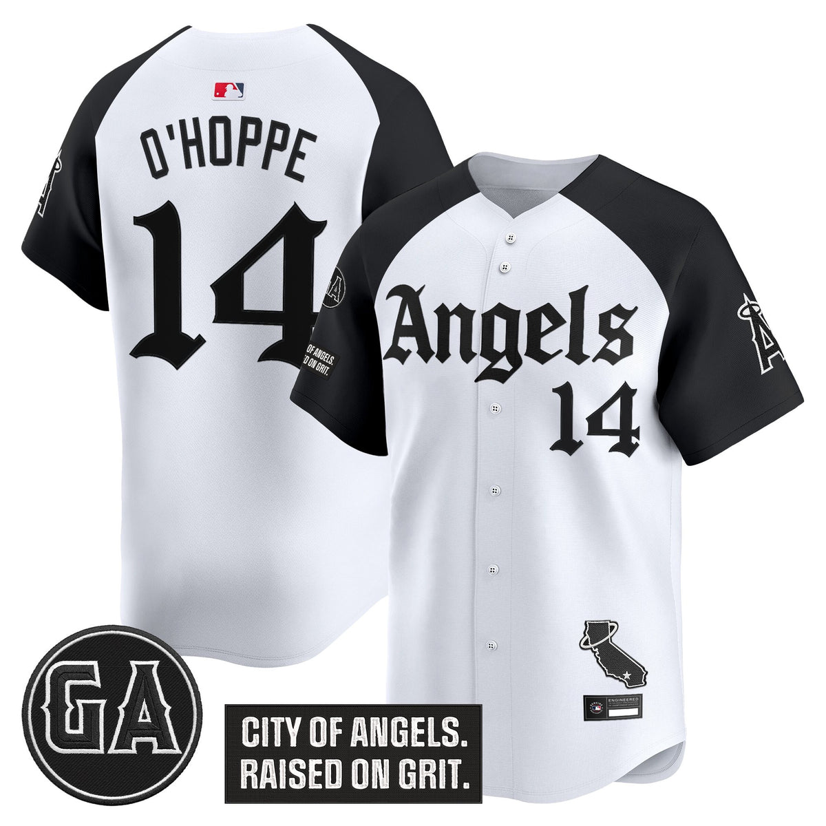 Men's Los Angeles Angels 'Garret Anderson Tribute Patch' Vapor Premier Limited Jersey - Gothic Edition - All Stitched