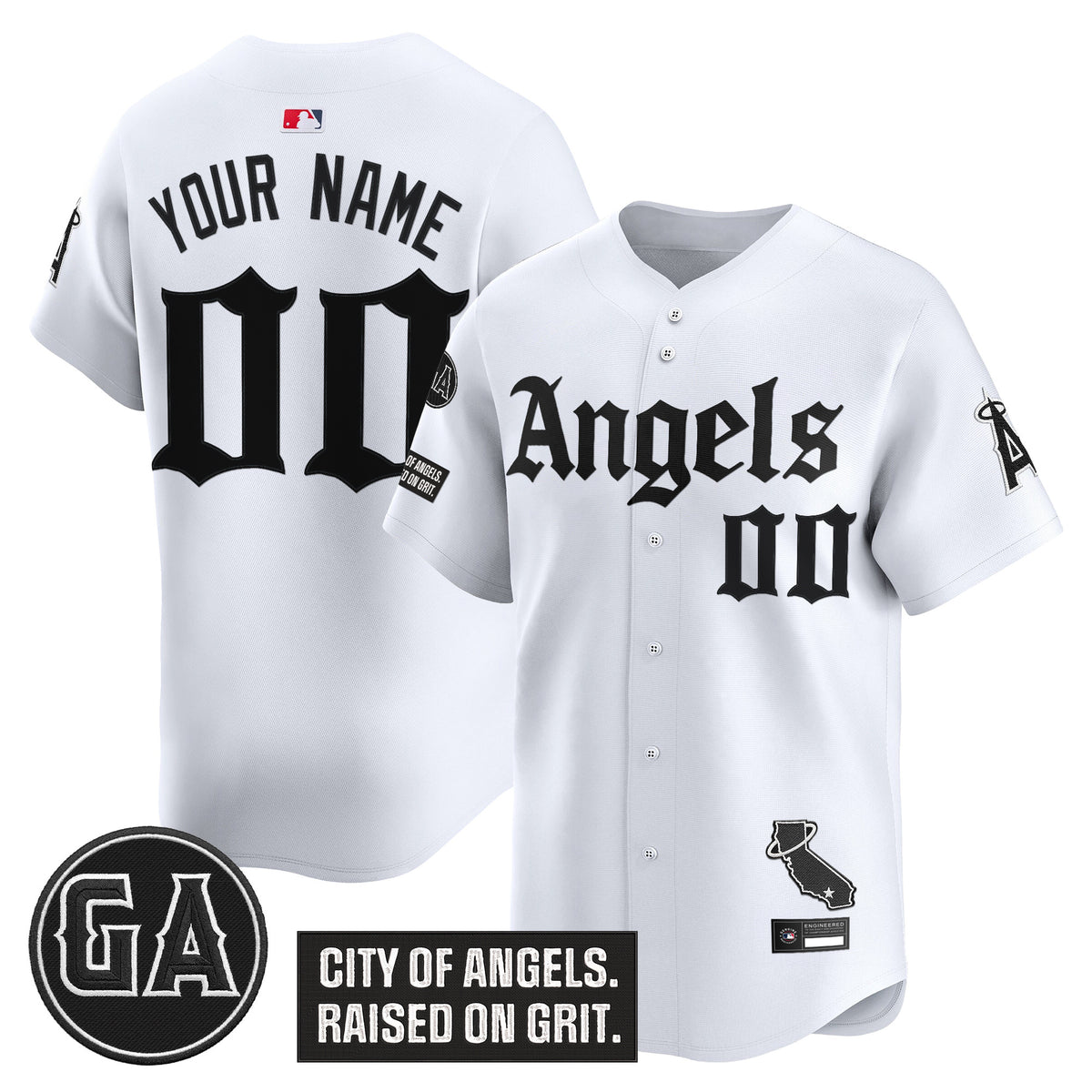 Los Angeles Angels 'Garret Anderson Tribute Patch' Vapor Premier Limited Custom Jersey - Gothic Edition - All Stitched