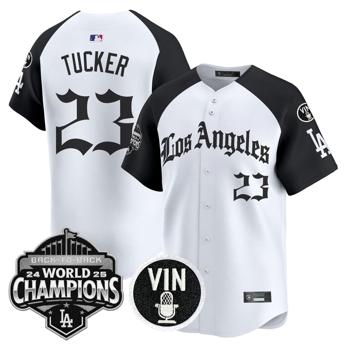 Men's Dodgers 2025 Back-To-Back Champions Vapor Premier Limited Jersey - LA Gothic Edition - All Stitched