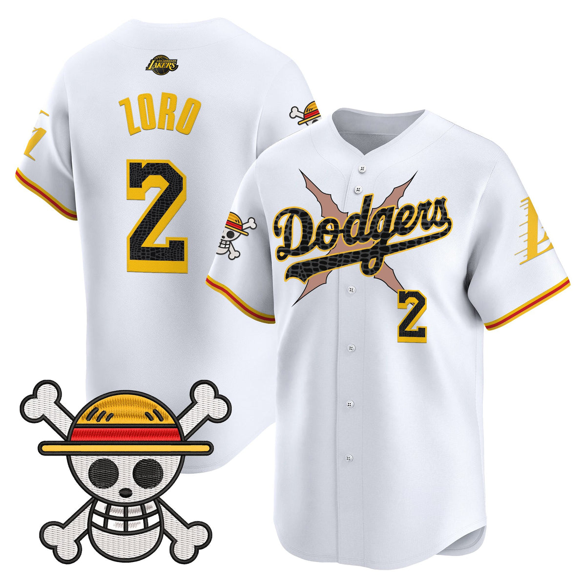 Men's Los Angeles Dodgers x One Piece x Mamba Vapor Premier Limited Jersey - Stitched