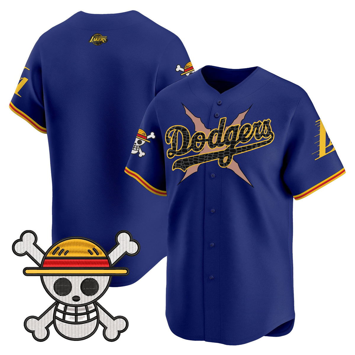Men's Los Angeles Dodgers x One Piece x Mamba Vapor Premier Limited Jersey - Stitched