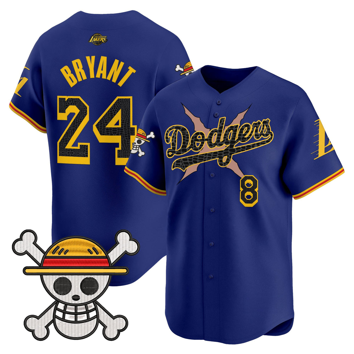 Men's Los Angeles Dodgers x One Piece x Mamba Vapor Premier Limited Jersey - Stitched