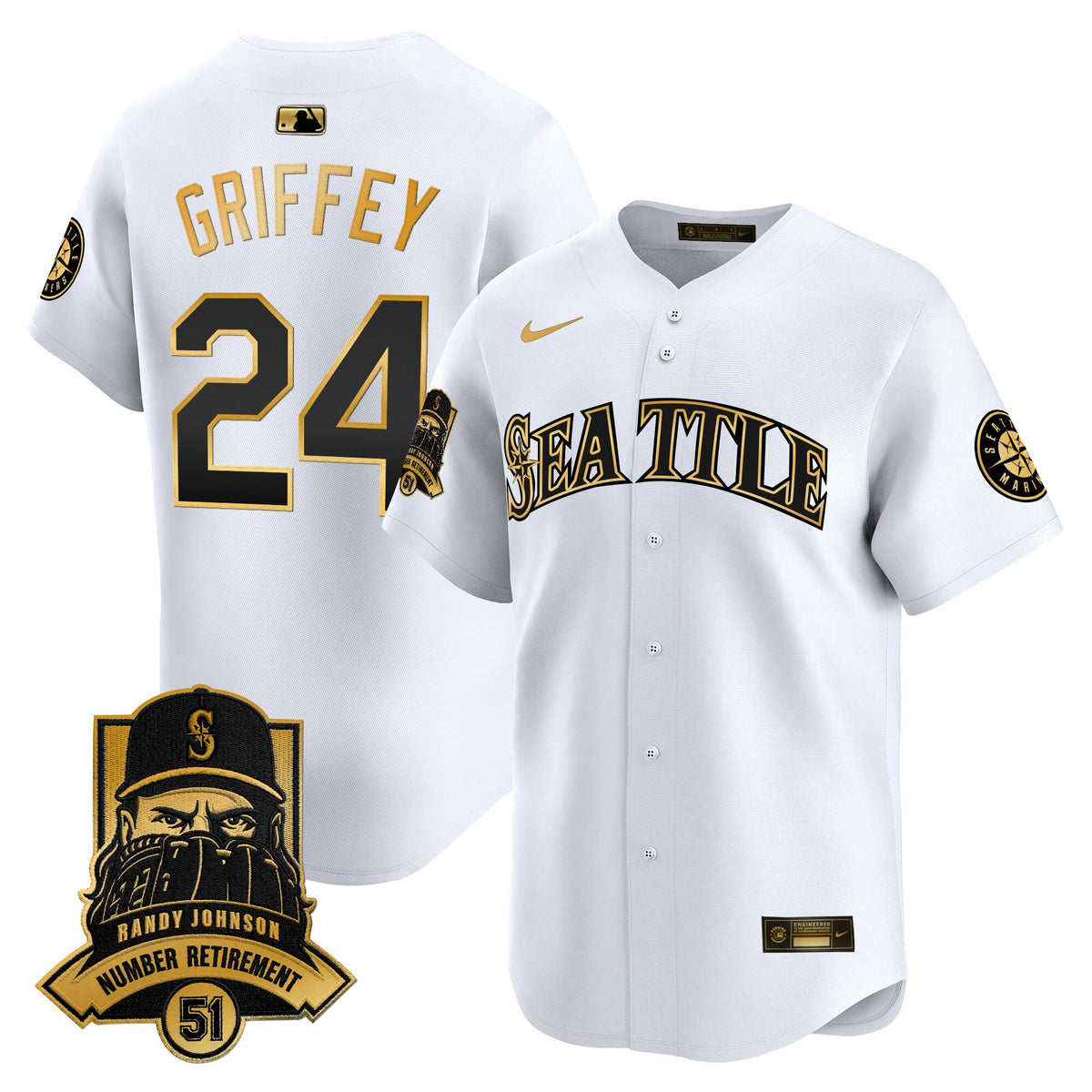 Men's Seattle Mariners Hall-of-Famer Randy Johnson Patch Vapor Premier Limited Jersey - All Stitched
