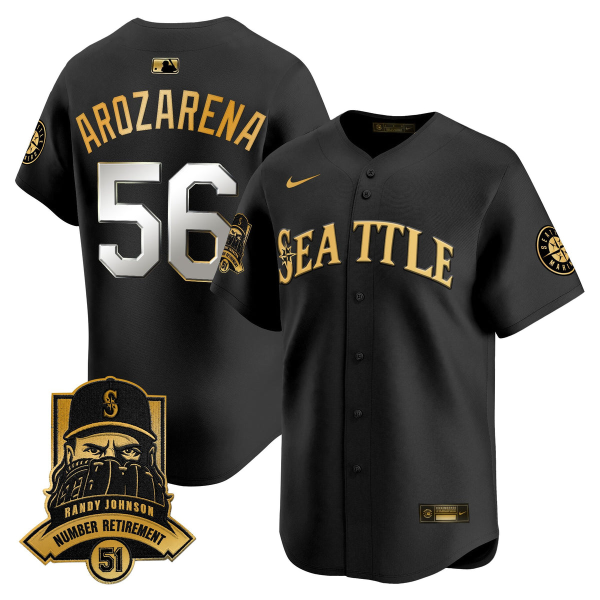 Men's Seattle Mariners Hall-of-Famer Randy Johnson Patch Vapor Premier Limited Jersey - All Stitched