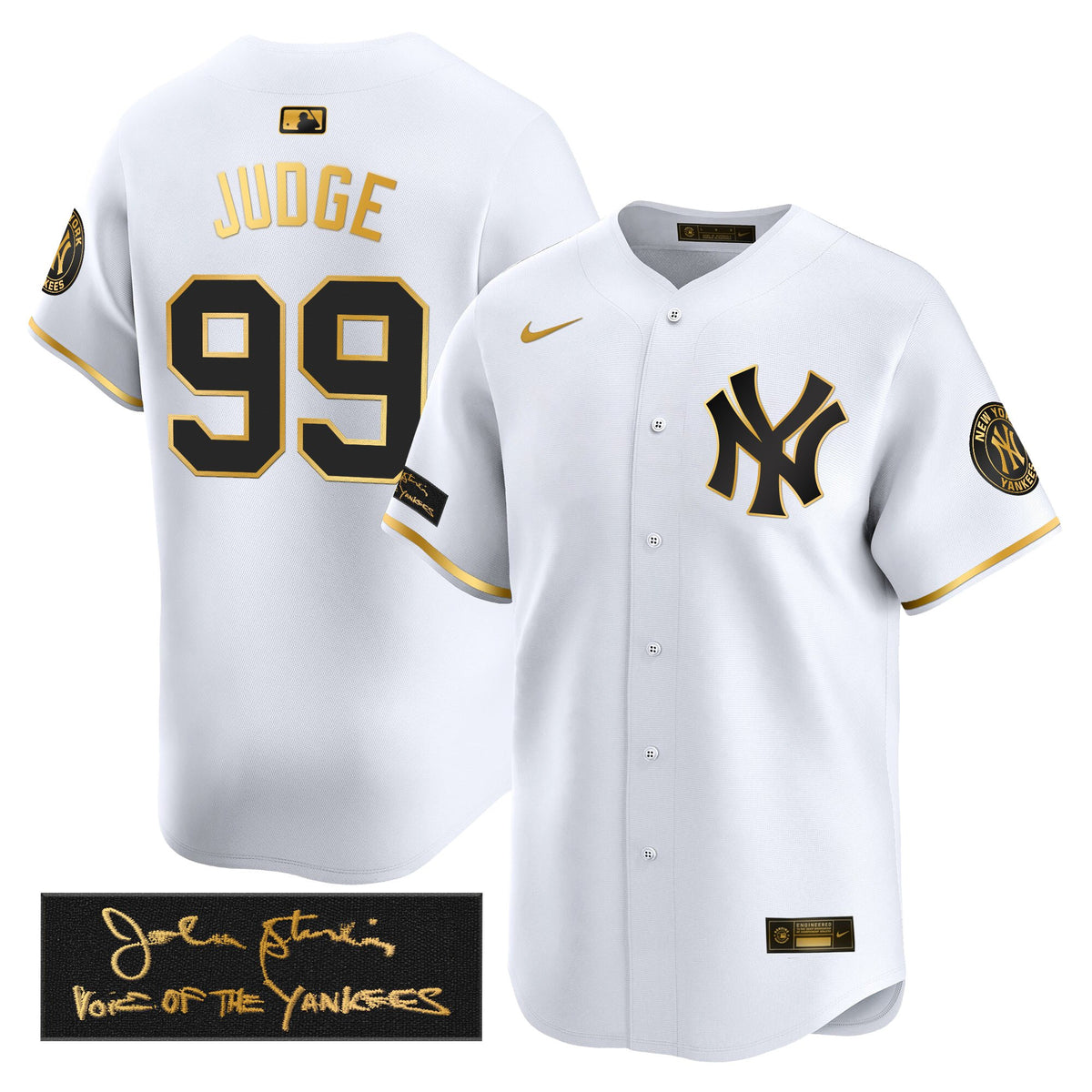Men's Yankees John Sterling "The Voice of the Yankees" Tribute Patch Vapor Premier Limited Jersey - All Stitched
