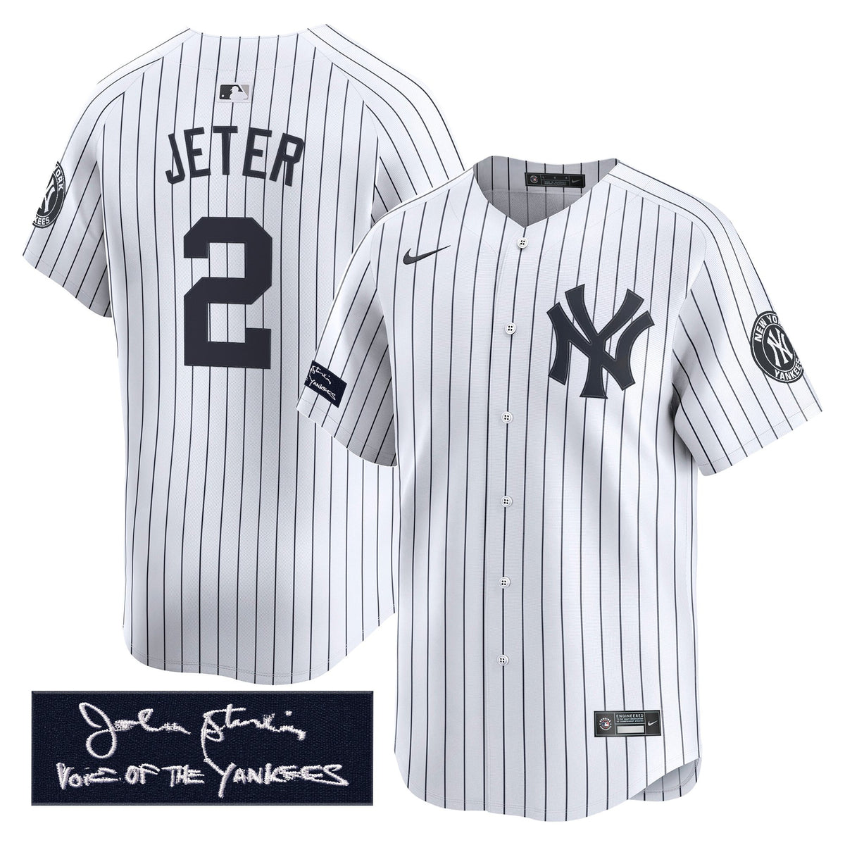 Men's Yankees John Sterling "The Voice of the Yankees" Tribute Patch Vapor Premier Limited Jersey - All Stitched