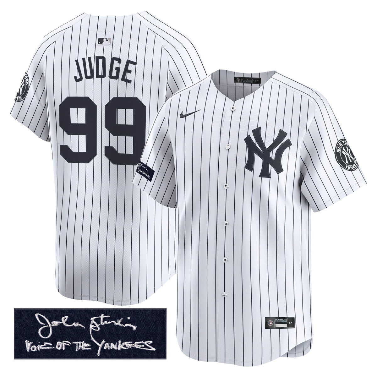 Men's Yankees John Sterling "The Voice of the Yankees" Tribute Patch Vapor Premier Limited Jersey - All Stitched